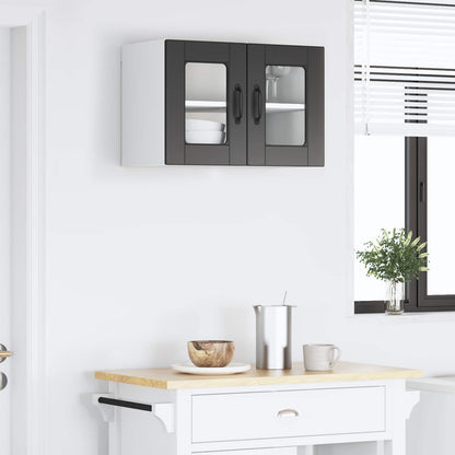 vidaXL Wall Glass Cabinet PORTO Black 60 x 31 x 40 cm Engineered Wood 4