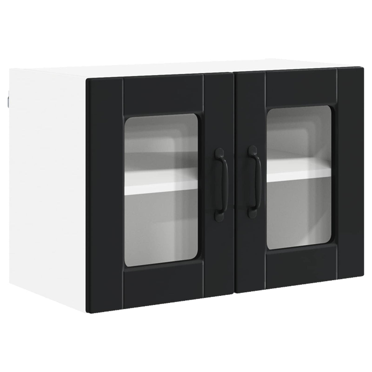 vidaXL Wall Glass Cabinet PORTO Black 60 x 31 x 40 cm Engineered Wood 2