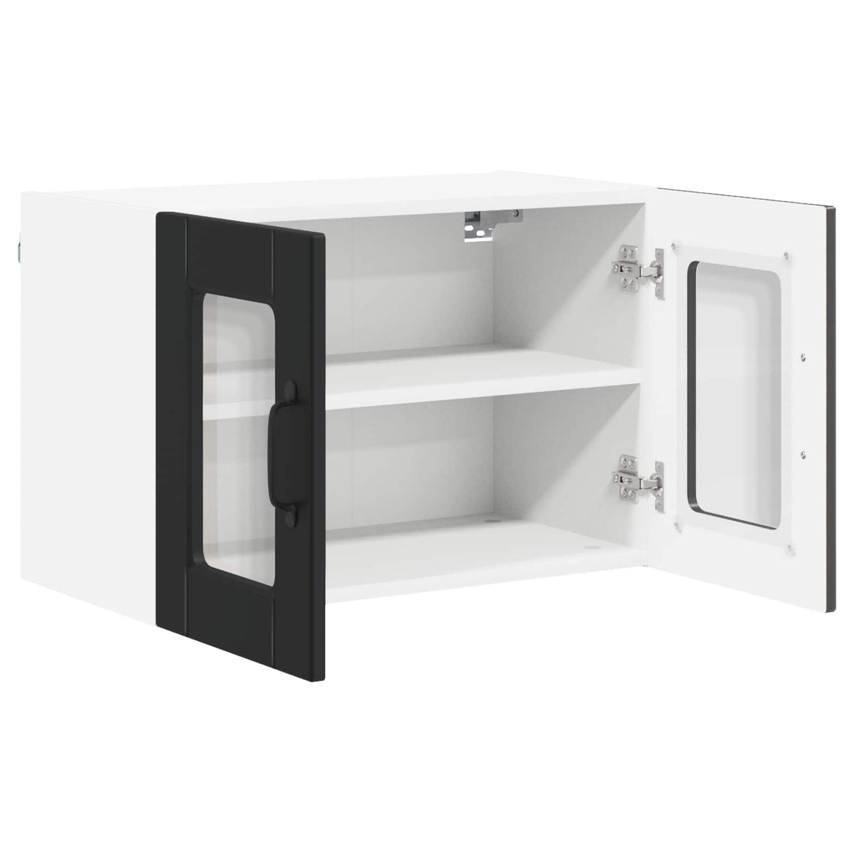 vidaXL Wall Glass Cabinet PORTO Black 60 x 31 x 40 cm Engineered Wood 5