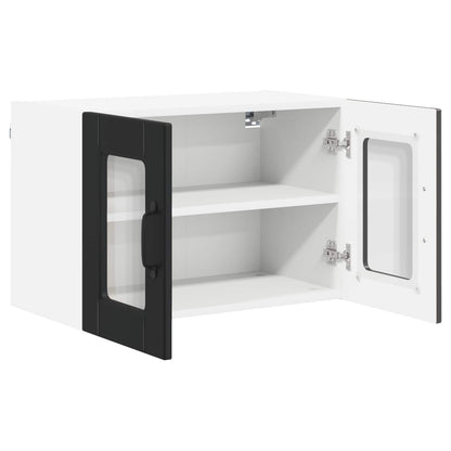 vidaXL Wall Glass Cabinet PORTO Black 60 x 31 x 40 cm Engineered Wood 5