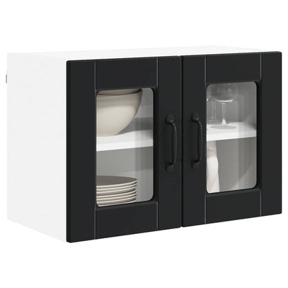 vidaXL Wall Glass Cabinet PORTO Black 60 x 31 x 40 cm Engineered Wood 3