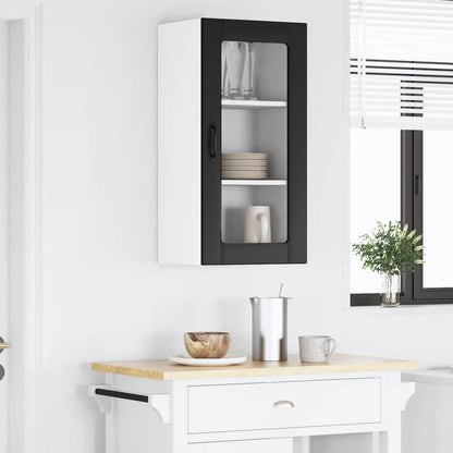 vidaXL Wall Glass Cabinet PORTO Black 40 x 31 x 80 cm Engineered Wood 4