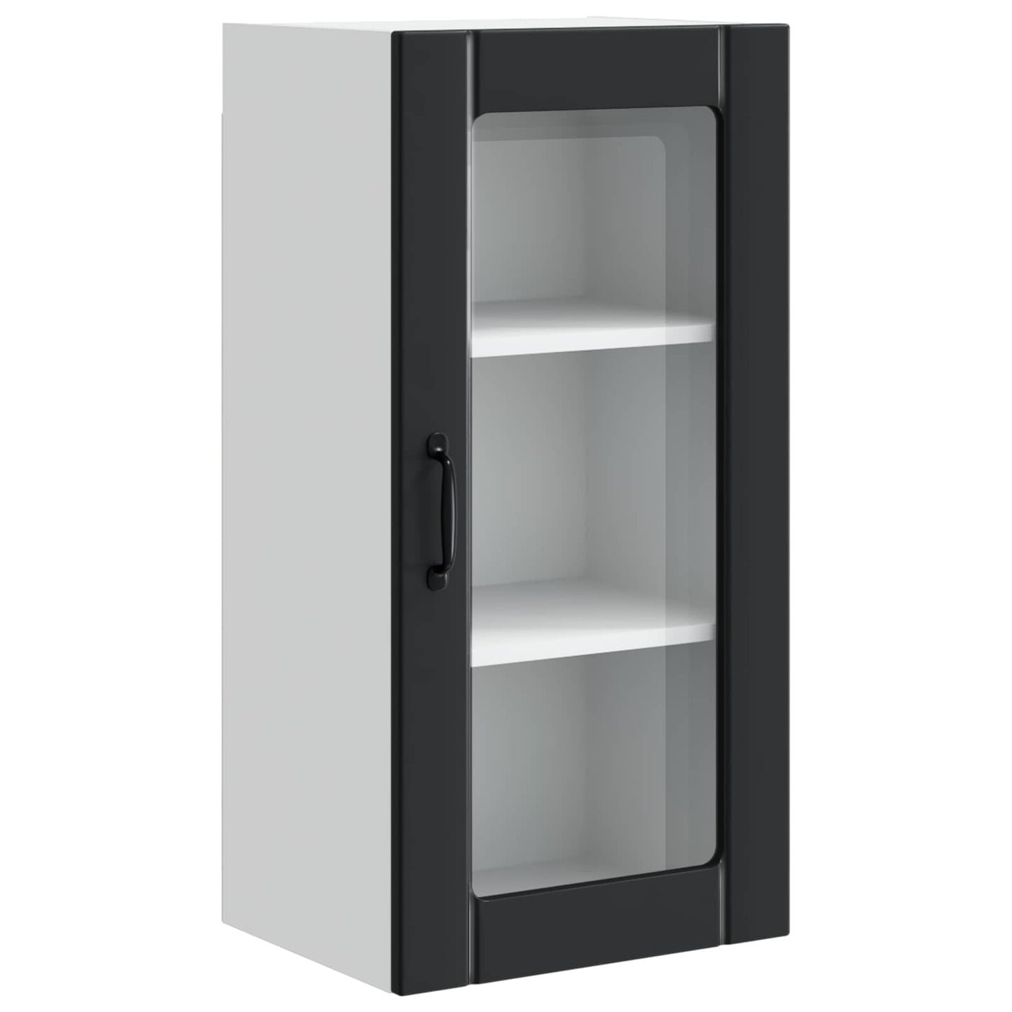 vidaXL Wall Glass Cabinet PORTO Black 40 x 31 x 80 cm Engineered Wood 2