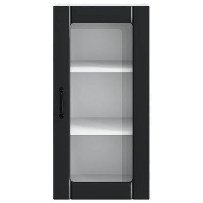 vidaXL Wall Glass Cabinet PORTO Black 40 x 31 x 80 cm Engineered Wood 6