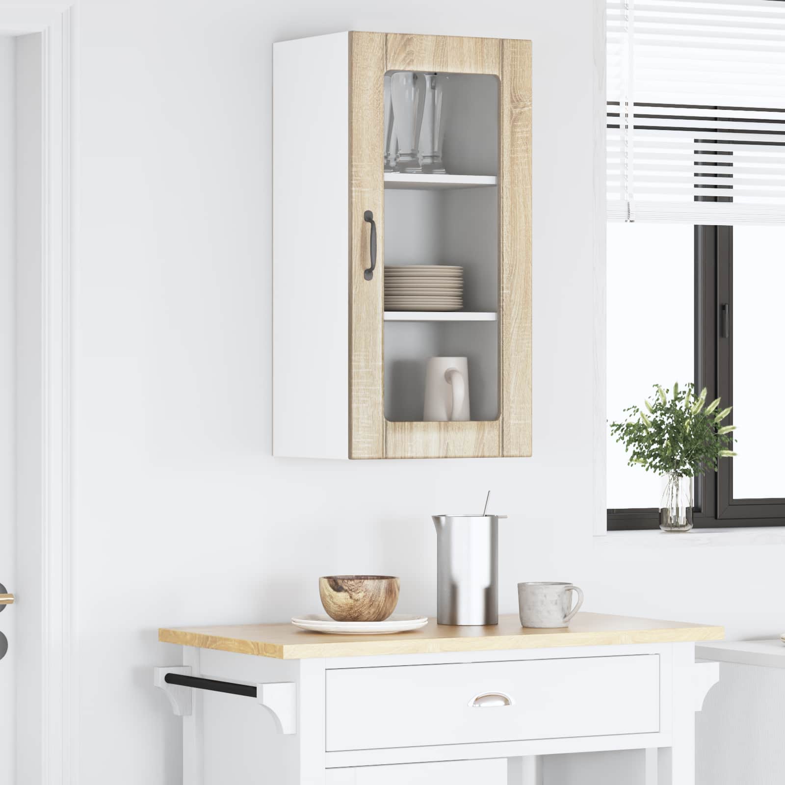 vidaXL Wall Glass Cabinet PORTO Sonoma Oak 40 x 31 x 80 cm 4