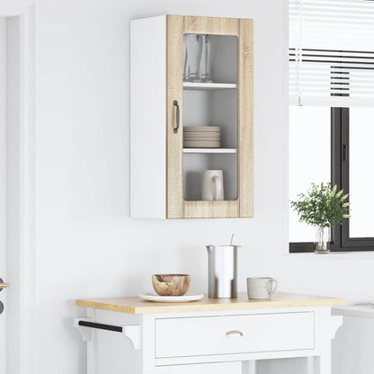 vidaXL Wall Glass Cabinet PORTO Sonoma Oak 40 x 31 x 80 cm 4