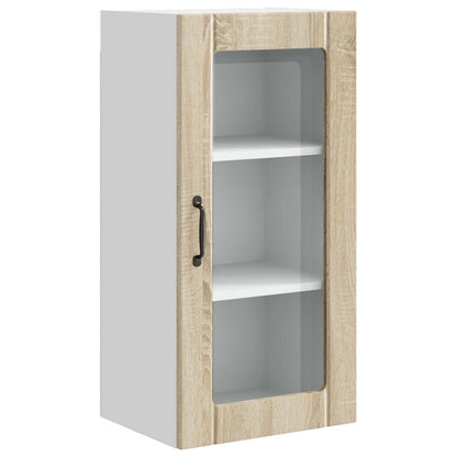 vidaXL Wall Glass Cabinet PORTO Sonoma Oak 40 x 31 x 80 cm 2
