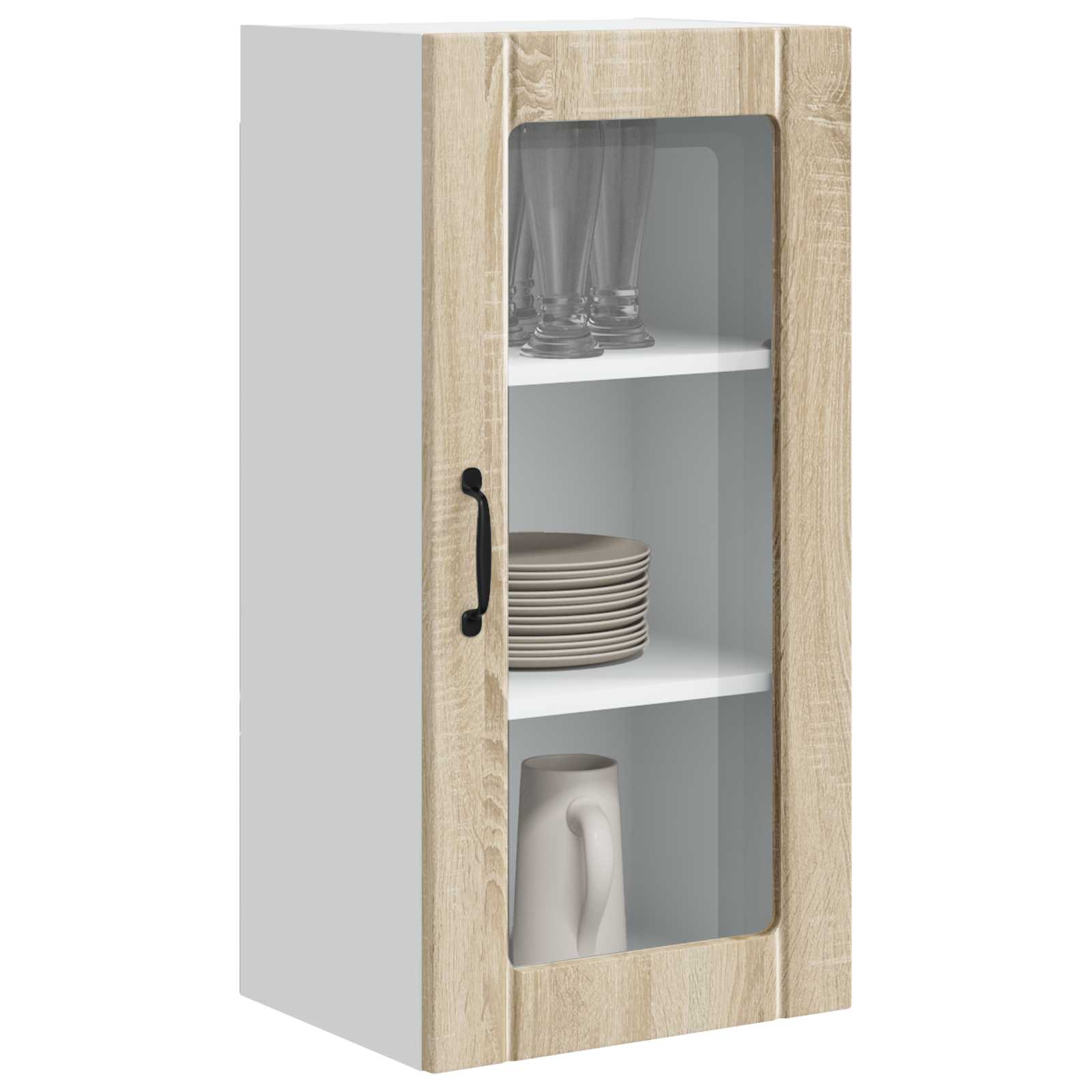vidaXL Wall Glass Cabinet PORTO Sonoma Oak 40 x 31 x 80 cm 3
