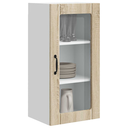 vidaXL Wall Glass Cabinet PORTO Sonoma Oak 40 x 31 x 80 cm 3