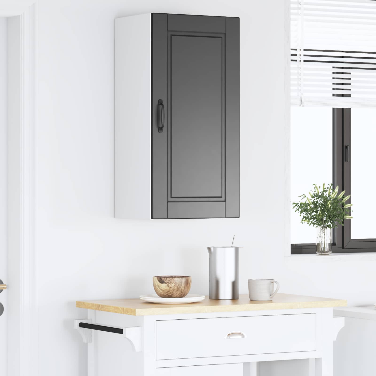 vidaXL Wall Cabinet PORTO Black 40 x 31 x 80 cm Engineered Wood 4