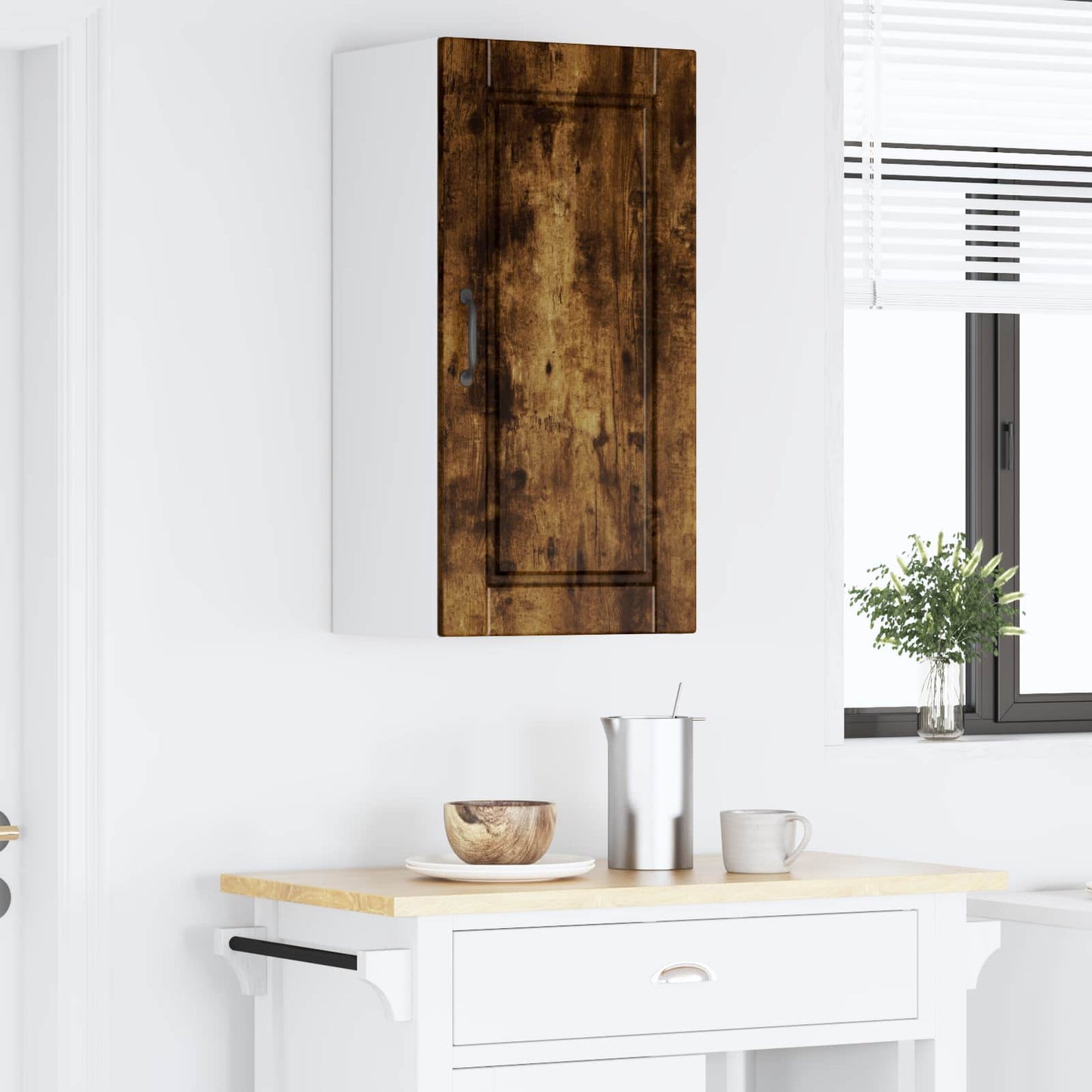 vidaXL Wall Cabinet PORTO Smoked Oak 40 x 31 x 80 cm Engineered Wood 4