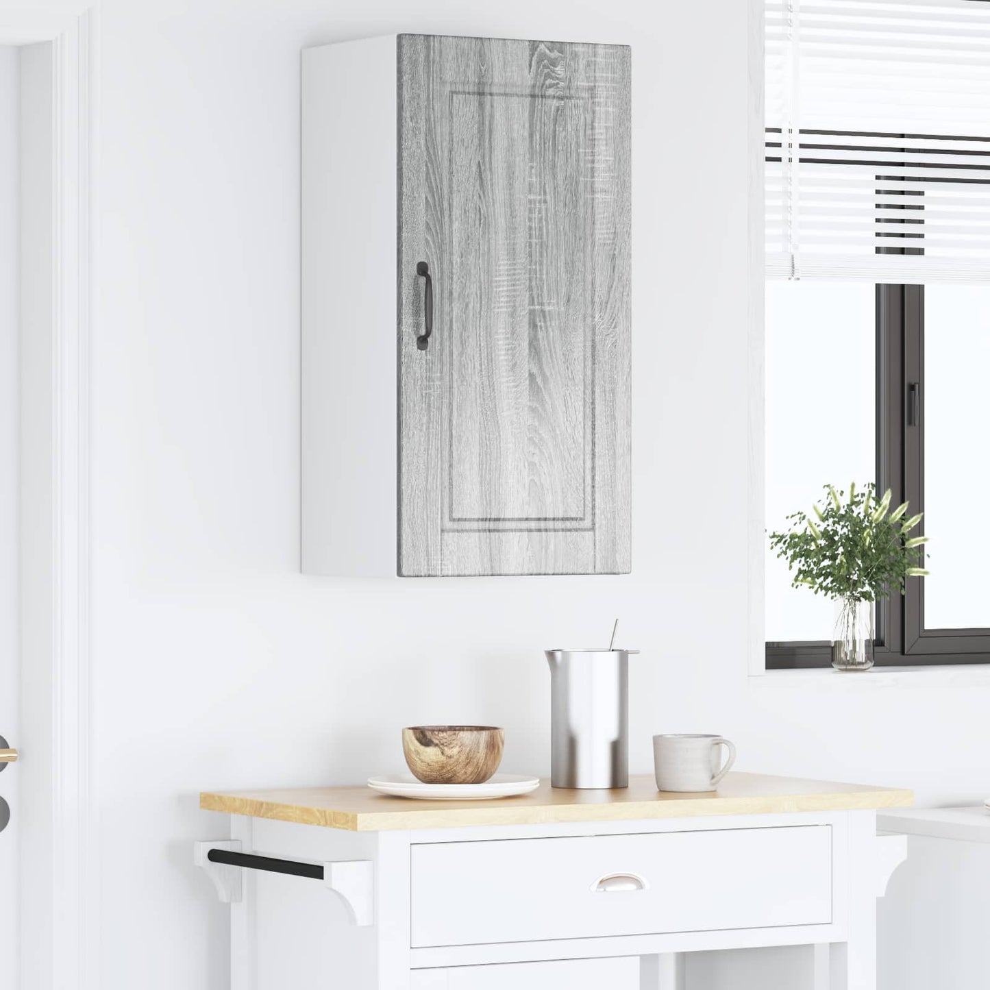 vidaXL Wall Cabinet PORTO Grey Sonoma 40 x 31 x 80 cm Engineered Wood 4