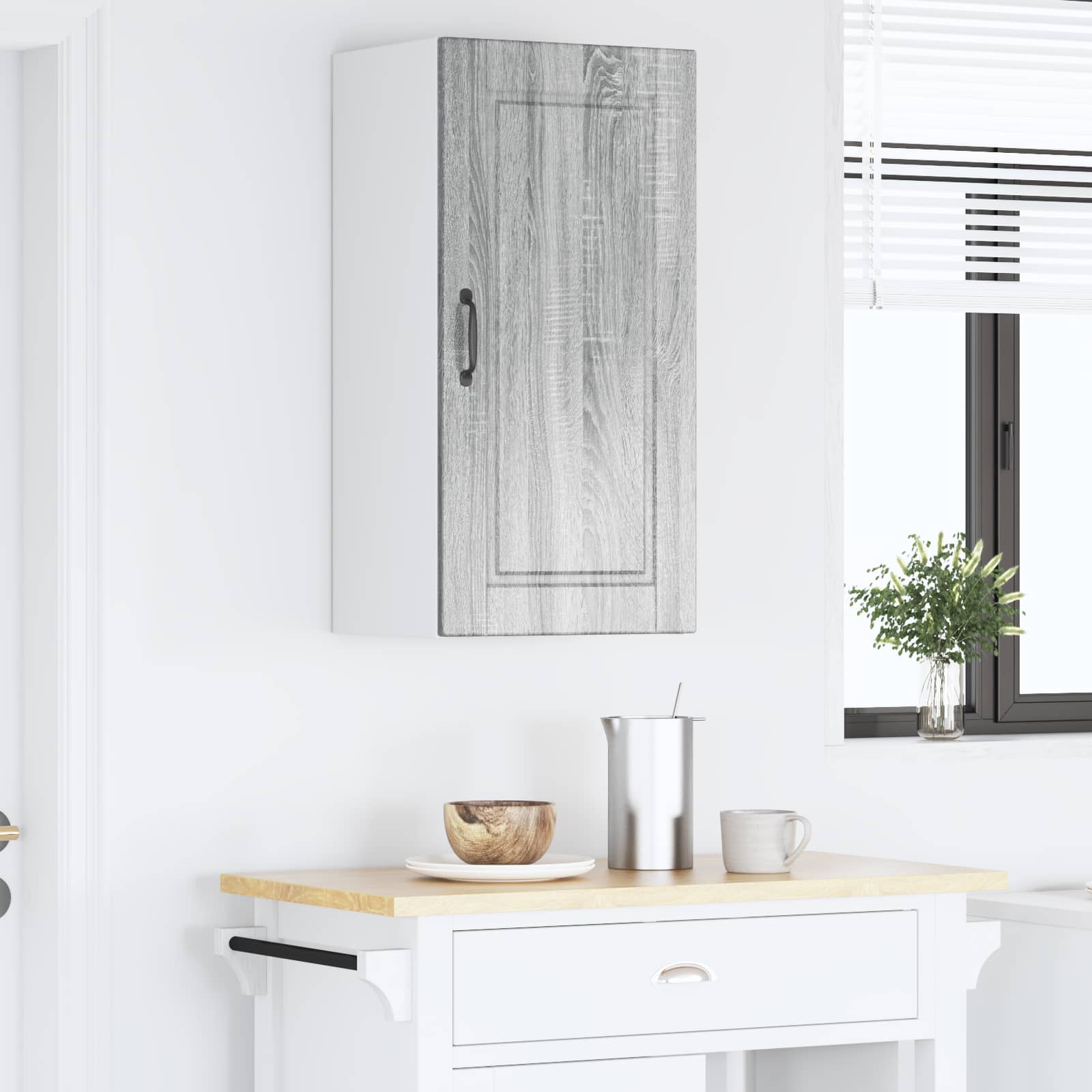 vidaXL Wall Cabinet PORTO Grey Sonoma 40 x 31 x 80 cm Engineered Wood 4