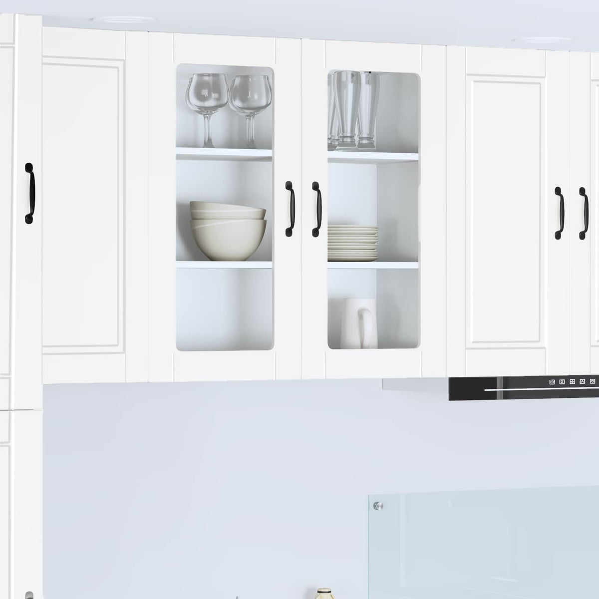 vidaXL Kitchen Wall Cabinet with Glass Door "Porto" White