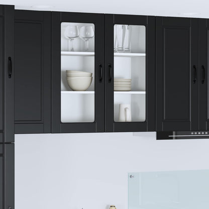 vidaXL Kitchen Wall Cabinet with Glass Door "Porto" Black