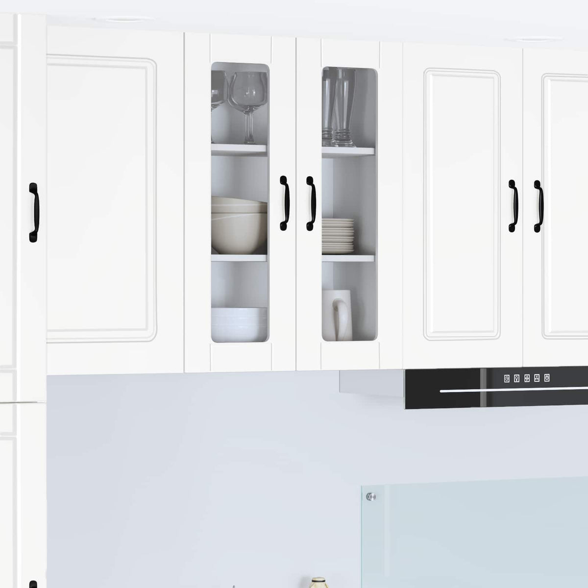 vidaXL Kitchen Wall Cabinet with Glass Door "Porto" White