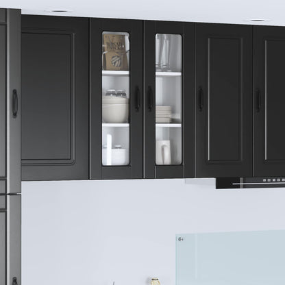 vidaXL Kitchen Wall Cabinet with Glass Door "Porto" Black