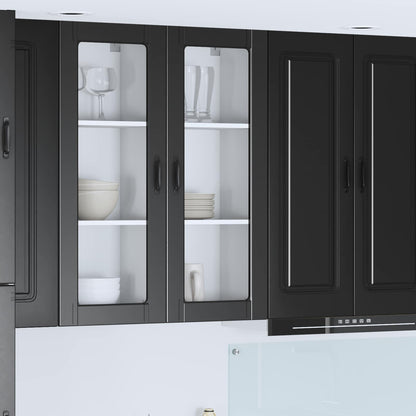 vidaXL Kitchen Wall Cabinet with Glass Door "Porto" Black