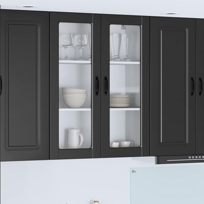 vidaXL Kitchen Wall Cabinet with Glass Door "Porto" Black