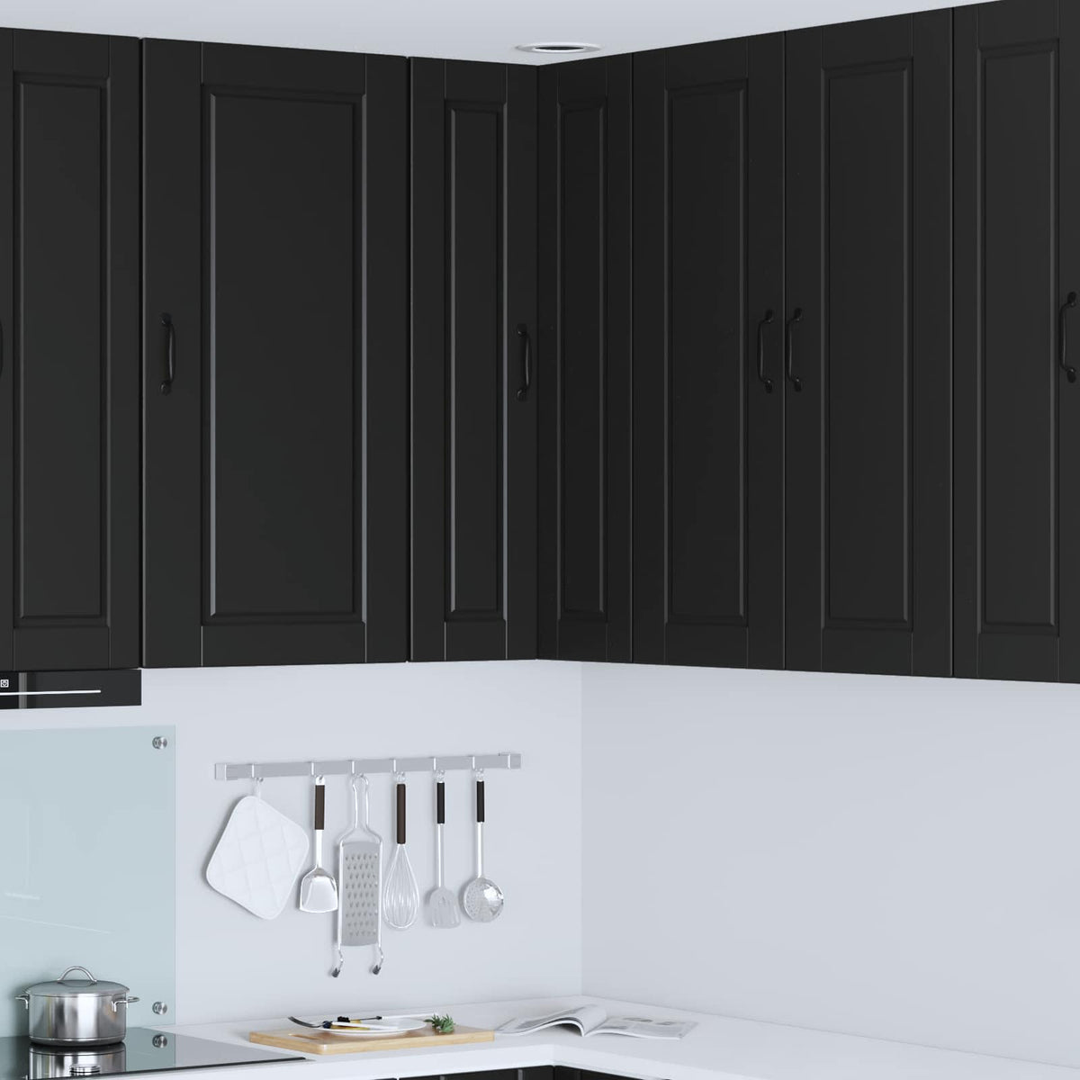 vidaXL Kitchen Wall Cabinet with Glass Door "Porto" Black