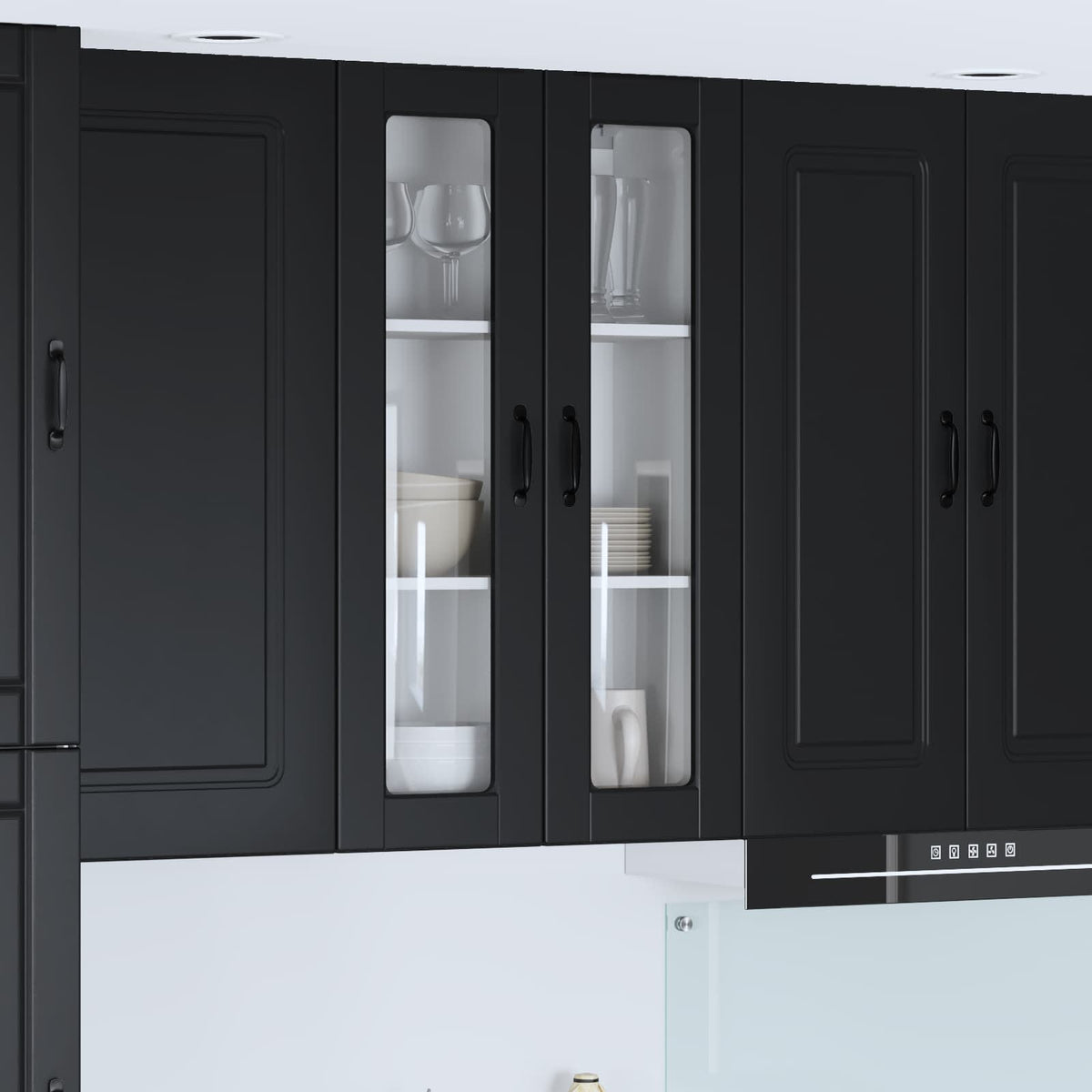 vidaXL Kitchen Wall Cabinet with Glass Door "Porto" Black