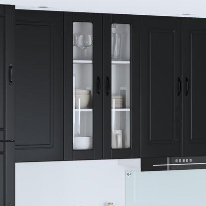 vidaXL Kitchen Wall Cabinet with Glass Door "Porto" Black