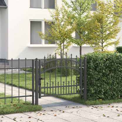 Fence Gate with Spear Top KAMPEN Lockable Steel Grey 103 cm 75 cm