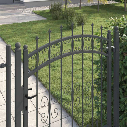 Fence Gate with Spear Top KAMPEN Lockable Steel Grey 103 cm 125 cm
