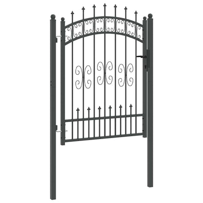 Fence Gate with Spear Top KAMPEN Lockable Steel Grey 103 cm 125 cm