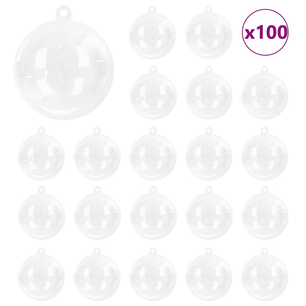 vidaXL Christmas Bauble Set 100 pcs Transparent Ø 10 cm Plastic 2