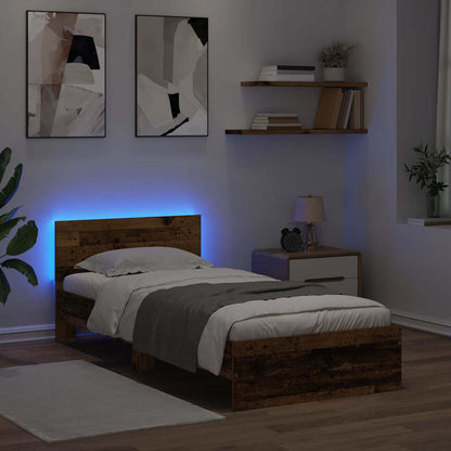 vidaXL Bed Frame with Headboard Old Wood 90 x 200 cm Engineered Wood 4
