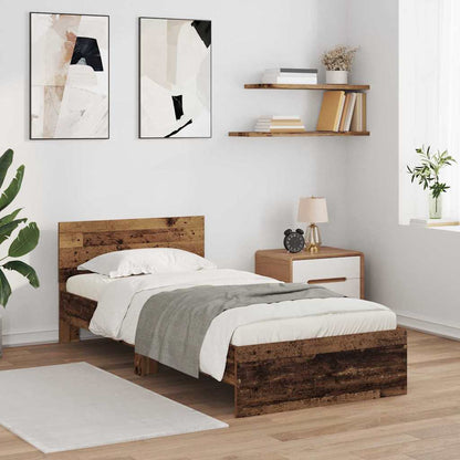 vidaXL Bed Frame with Headboard Old Wood 90 x 200 cm Engineered Wood 1