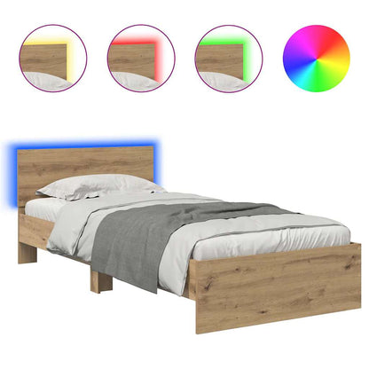 vidaXL Bed Frame Artisan Oak 90 x 200 cm Engineered Wood 2