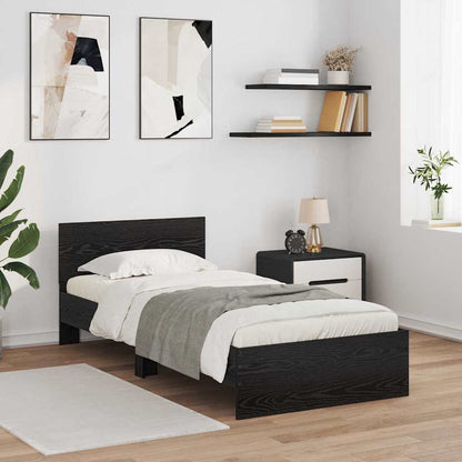 vidaXL Bed Frame with Headboard Black Oak 90 x 200 cm Engineered Wood 1