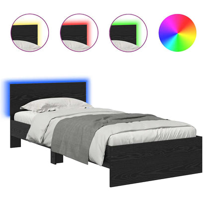 vidaXL Bed Frame with Headboard Black Oak 90 x 200 cm Engineered Wood 2