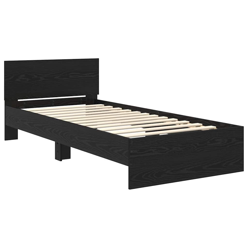 vidaXL Bed Frame with Headboard Black Oak 90 x 200 cm Engineered Wood 5