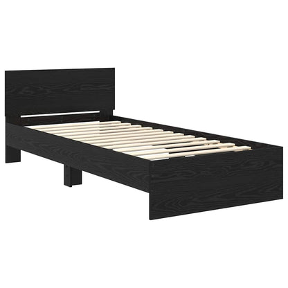 vidaXL Bed Frame with Headboard Black Oak 90 x 200 cm Engineered Wood 5