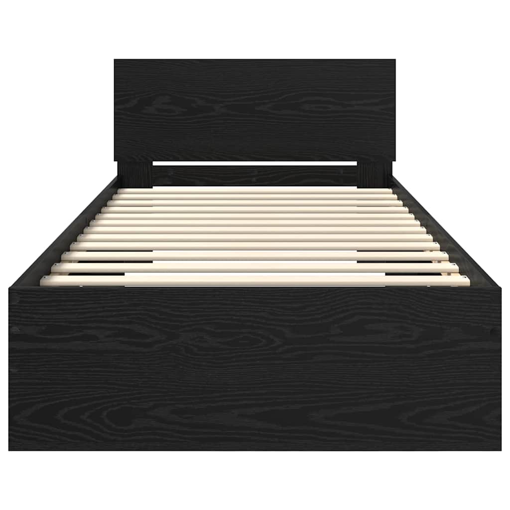 vidaXL Bed Frame with Headboard Black Oak 90 x 200 cm Engineered Wood 6