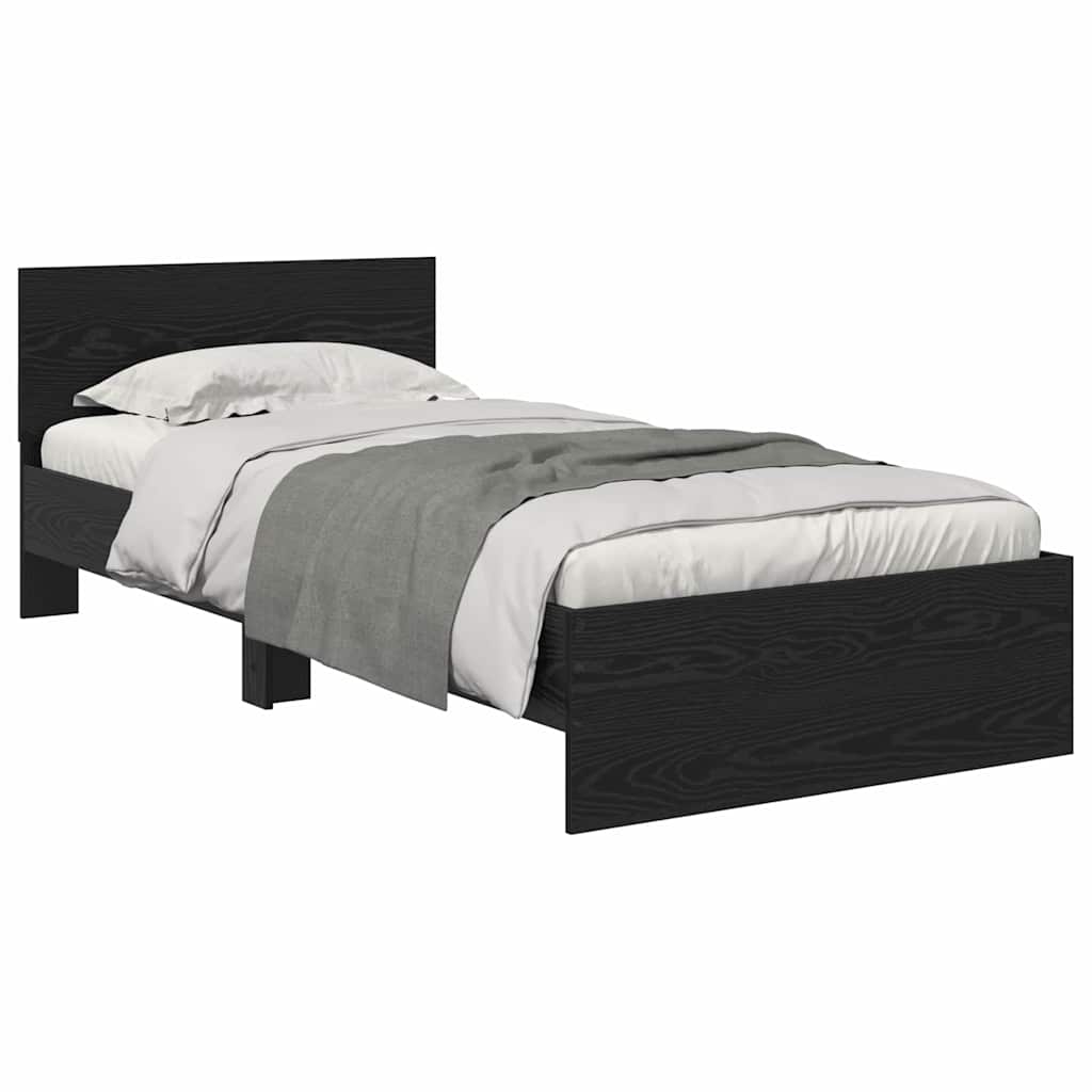 vidaXL Bed Frame with Headboard Black Oak 90 x 200 cm Engineered Wood 3
