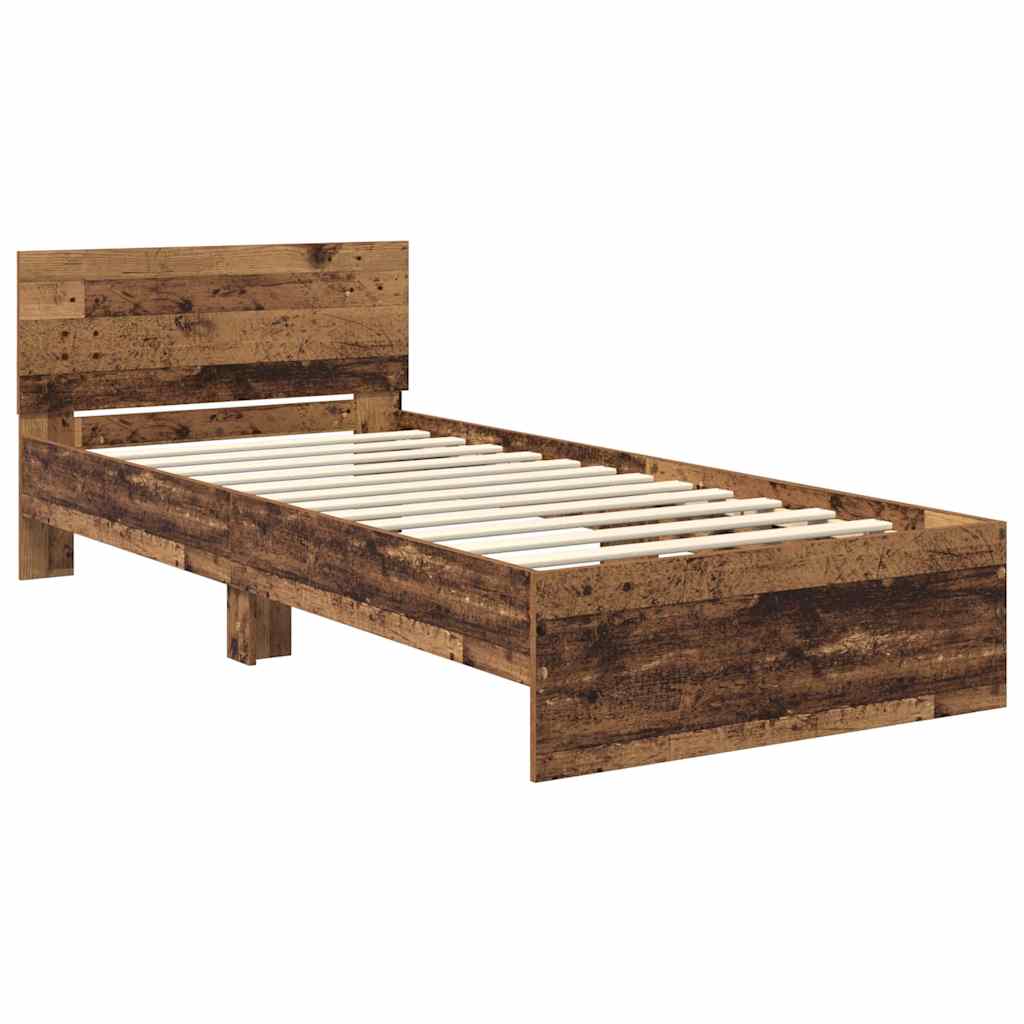 vidaXL Bed Frame with Headboard Old Wood 90 x 190 cm Engineered Wood 5