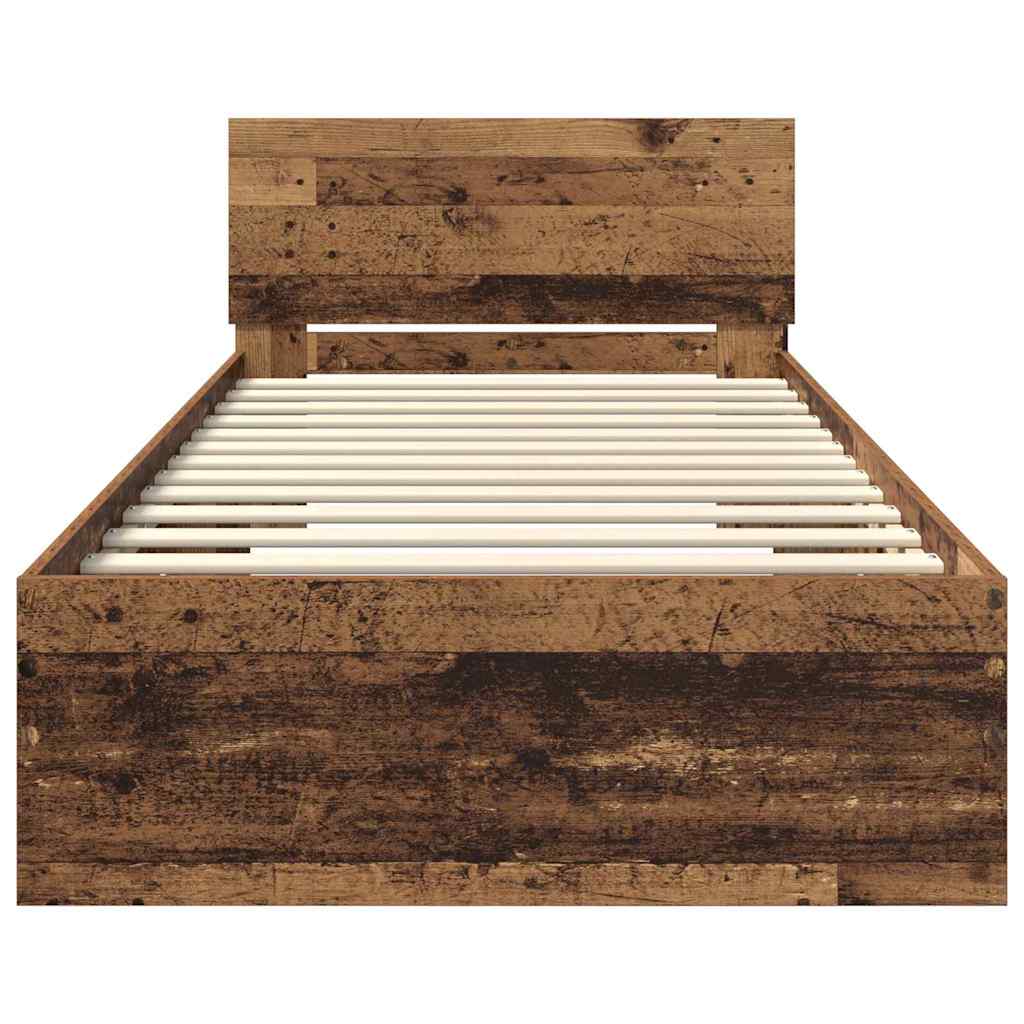 vidaXL Bed Frame with Headboard Old Wood 90 x 190 cm Engineered Wood 6