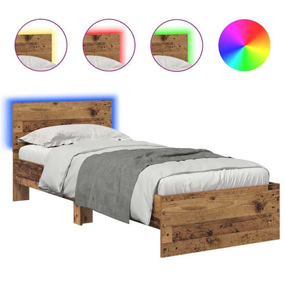 vidaXL Bed Frame with Headboard Old Wood 75 x 190 cm Engineered Wood 2