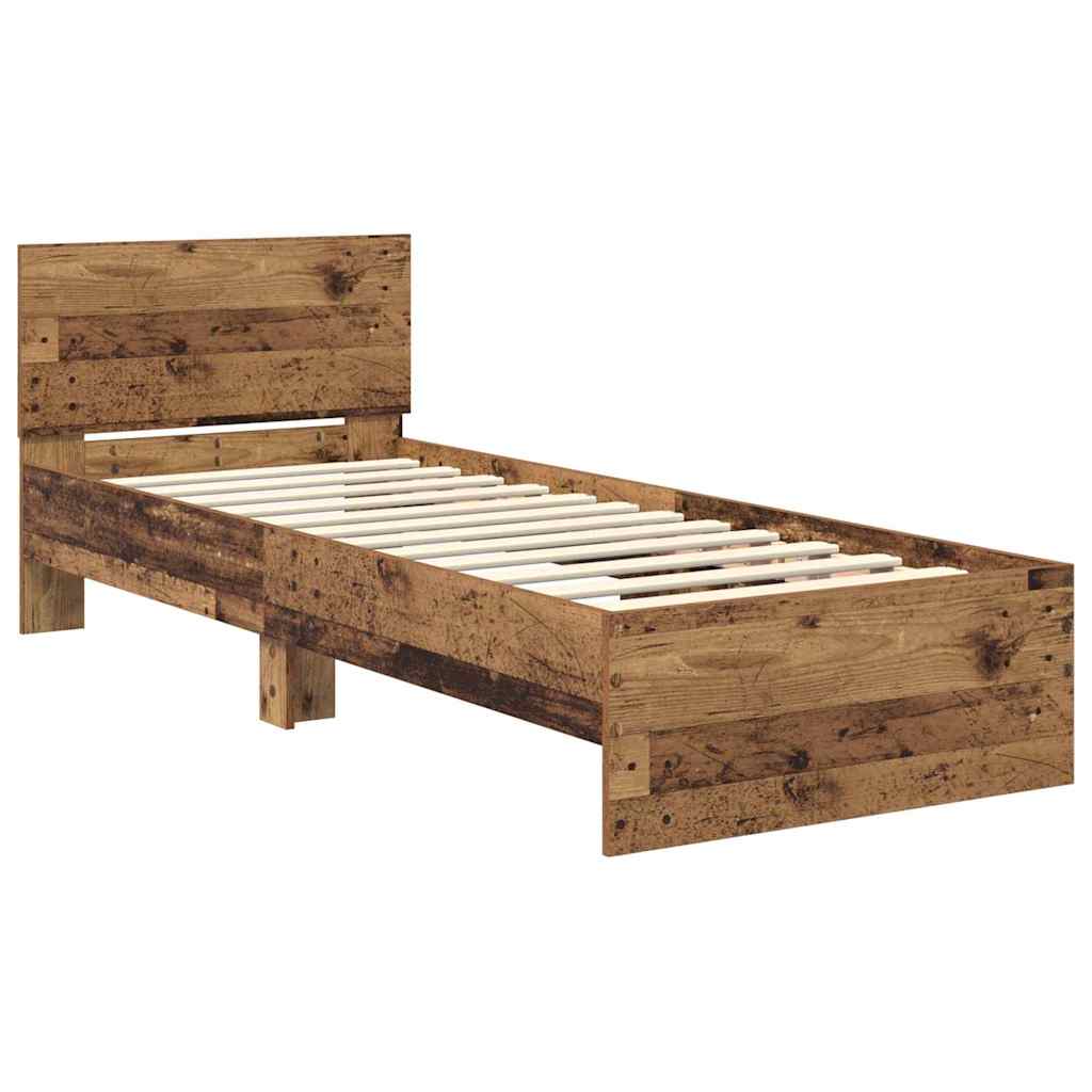 vidaXL Bed Frame with Headboard Old Wood 75 x 190 cm Engineered Wood 5