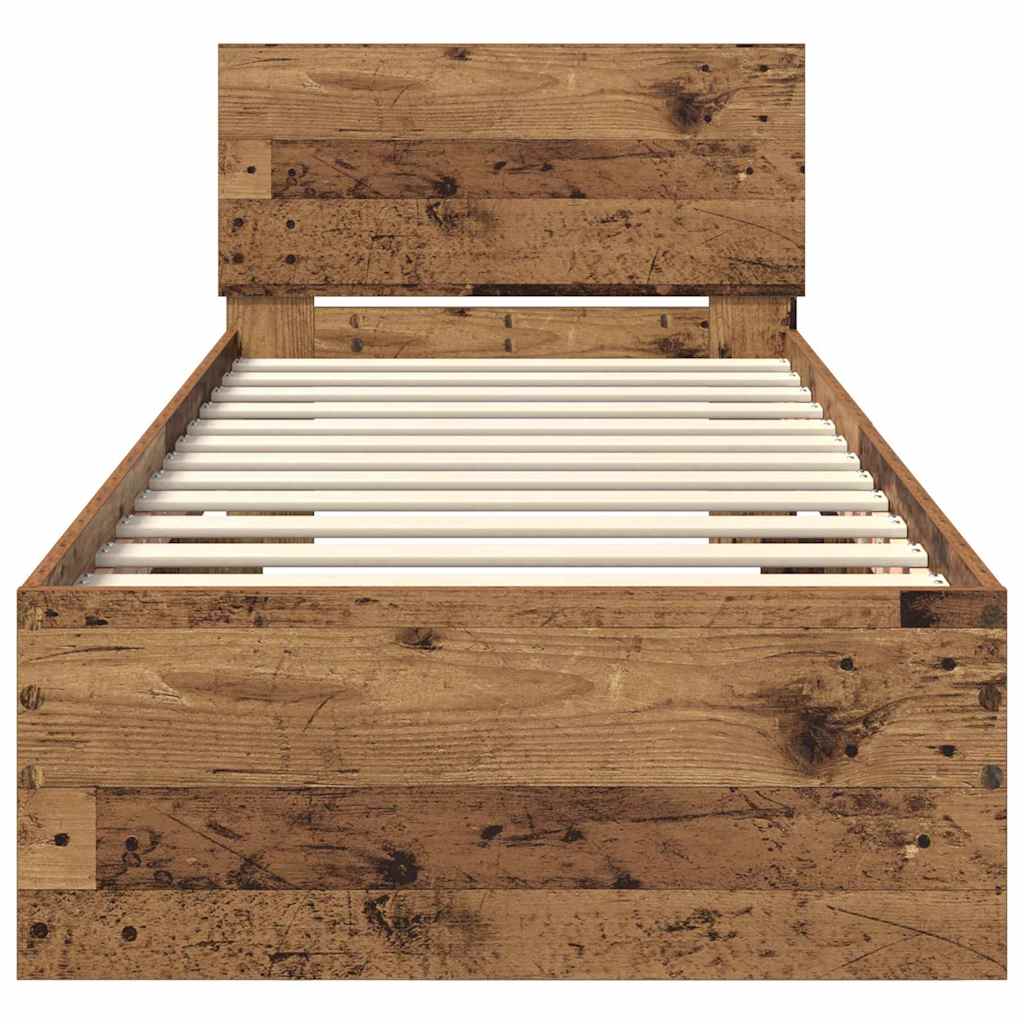 vidaXL Bed Frame with Headboard Old Wood 75 x 190 cm Engineered Wood 6