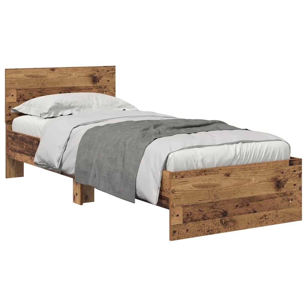 vidaXL Bed Frame with Headboard Old Wood 75 x 190 cm Engineered Wood 3