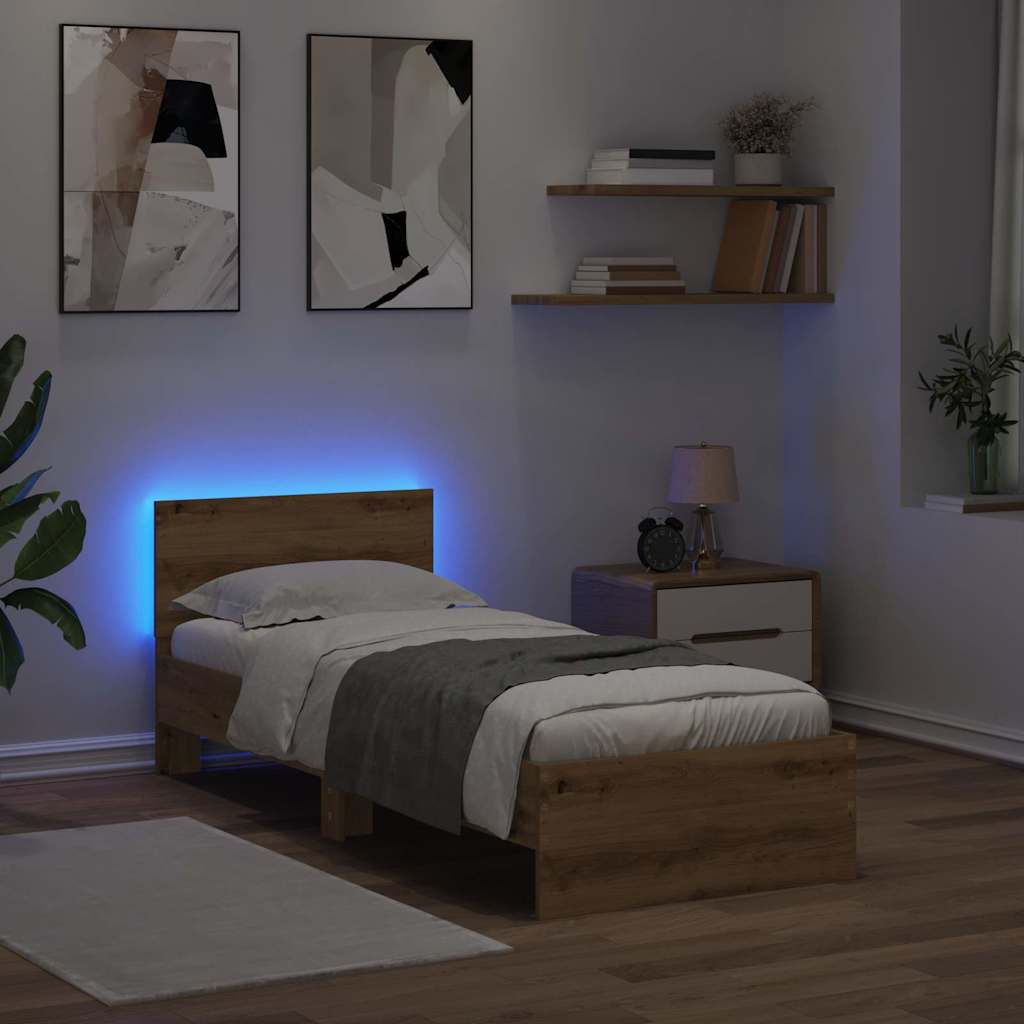 vidaXL Bed Frame Artisan Oak 75 x 190 cm Engineered Wood 4