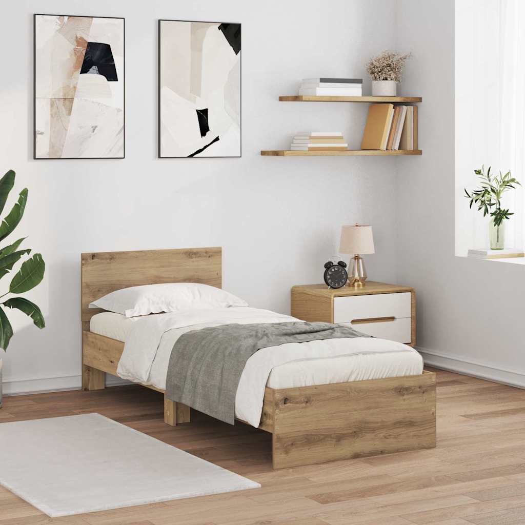 vidaXL Bed Frame Artisan Oak 75 x 190 cm Engineered Wood 1