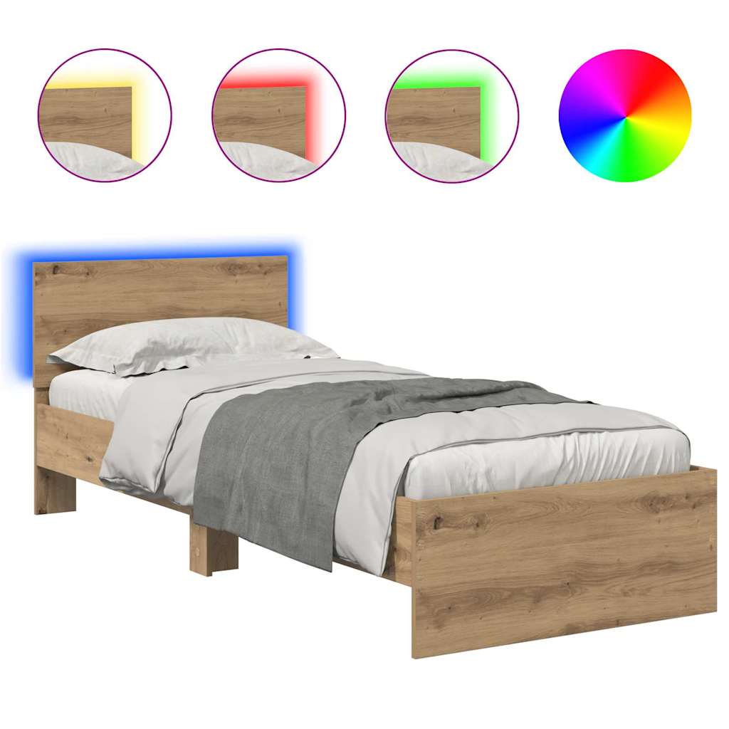 vidaXL Bed Frame Artisan Oak 75 x 190 cm Engineered Wood 2