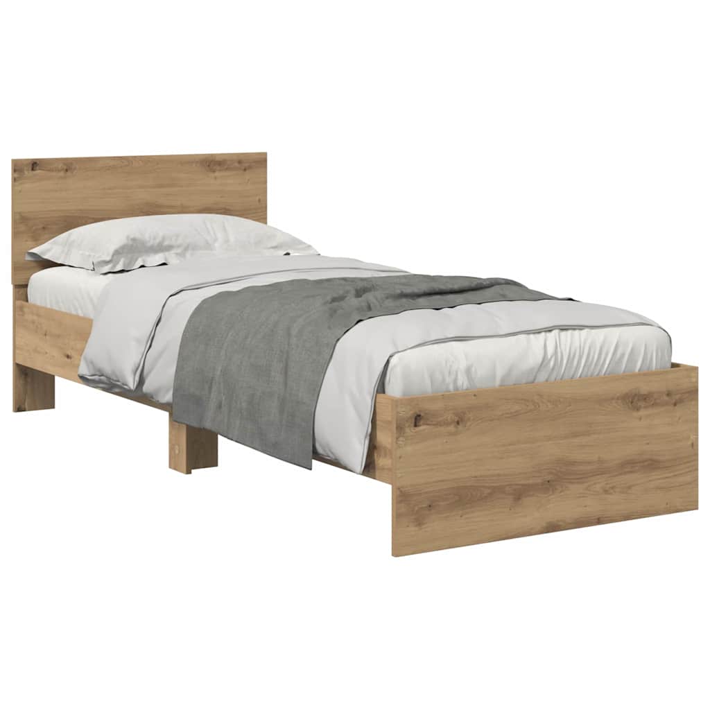 vidaXL Bed Frame Artisan Oak 75 x 190 cm Engineered Wood 3