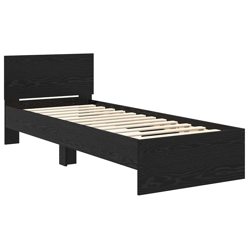 vidaXL Bed Frame with Headboard Black Oak 75 x 190 cm Engineered Wood 5